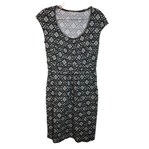 Boden women’s cap sleeve dress size 6A floral cotton black & white with pockets